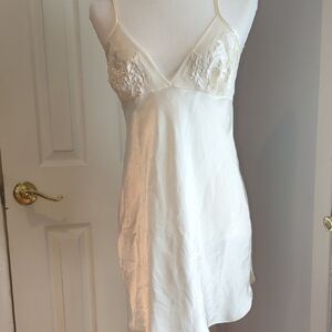 Jolie Cream Satin Chemise with Lace Detail